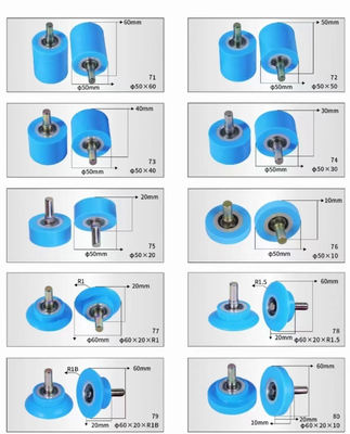 Roue à rouleaux en caoutchouc à faible bruit pour machine d'emballage automatique de placage